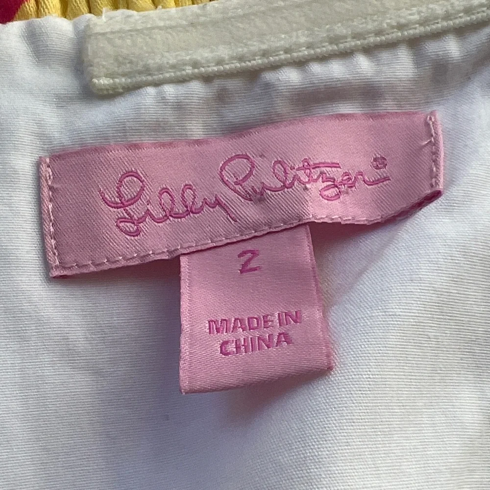 Lilly Pulitzer Strapless Flirty Floral Pattern Cotton Mini Dress With Pockets - Picture 10 of 15